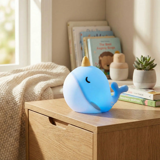 Baleine veilleuse design épuré s'intègre dans les styles intérieurs.