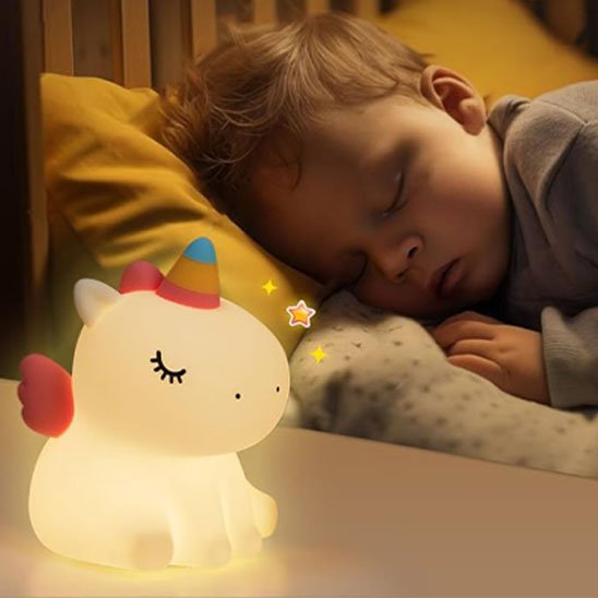 Bebe veilleuse design adorable avec corne multicolore