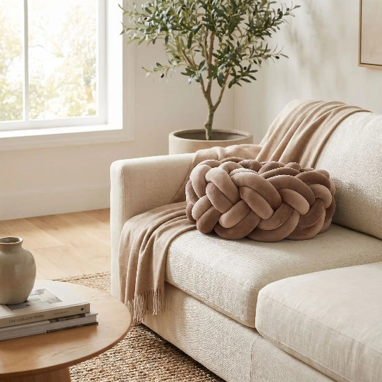 Boudin pour tresse de lit beige attractif