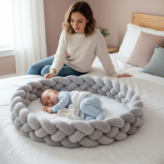Contour de lit tresse rempart doux apaise bébé pendant son sommeil