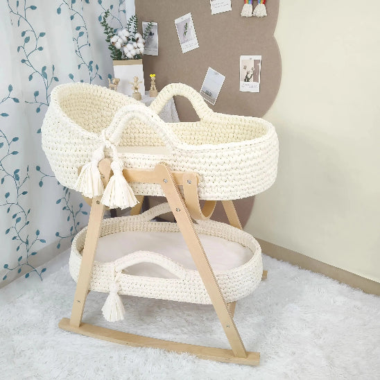 Couffin pour bebe tissage main embellit chambre bebe