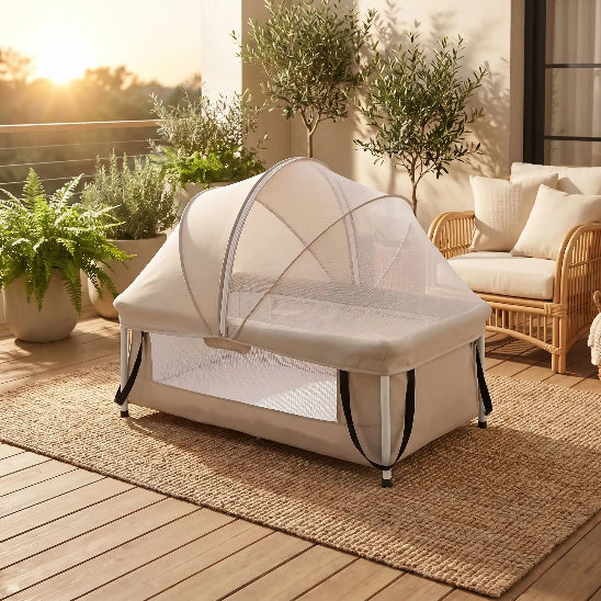 Couffin transportable 90 cm beige filet intégré