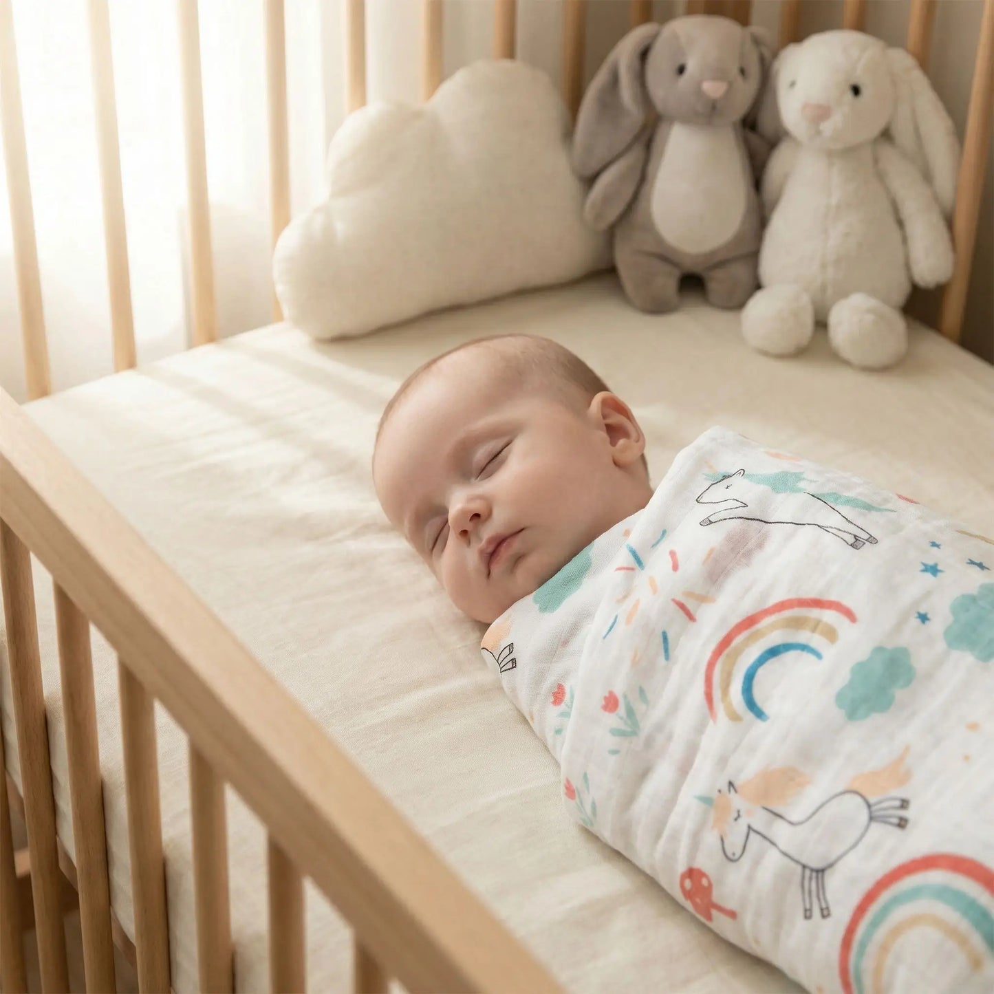 Couverture emmaillotage bébé licorne cocon protecteur