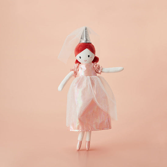 Doudou bébé fille féerique avec sa couronne argentée embellissant