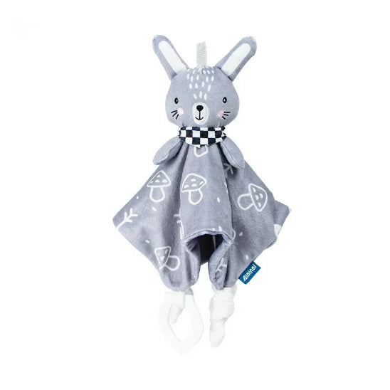 Doudou bébé lapin doux aux motifs champignons