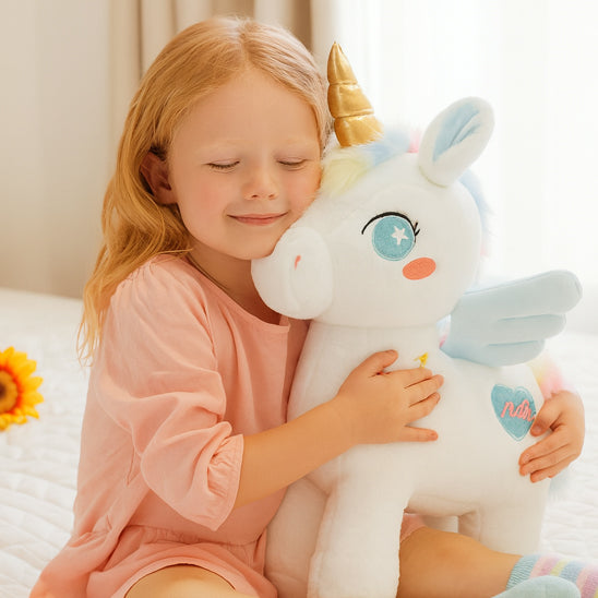 Licorne peluche ailes bleues structurent mediculeuses fins et uniformes