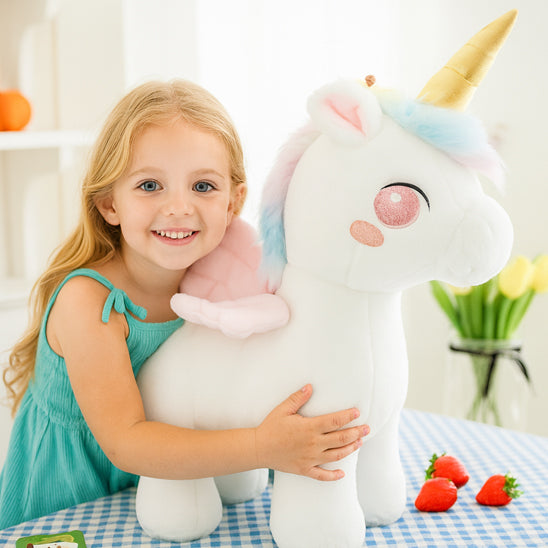 Licorne peluche texture soyeuse meme apres plusieurs lavages