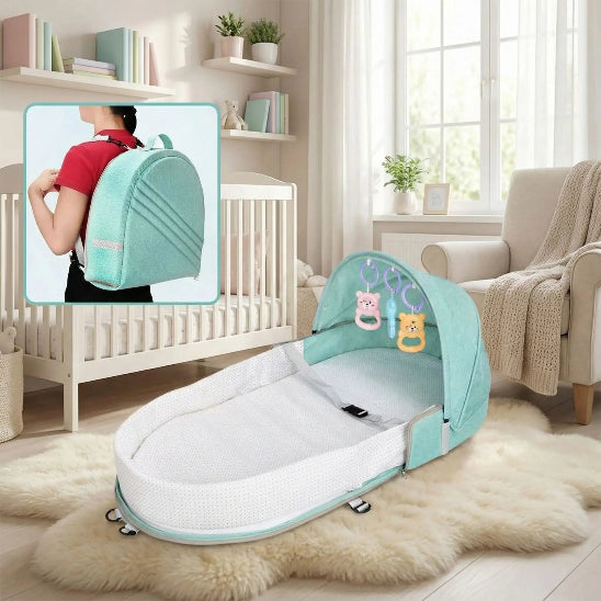 Lit en toile pour bebe dépliable en un instant rapide.