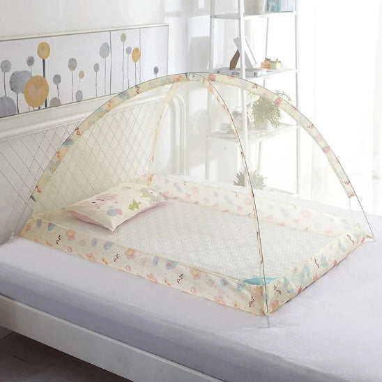 Lit toile pour bebe jaune filet large