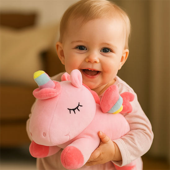 Peluche licorne texture soyeuse pour expérience tactile apaisante