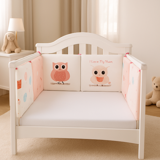 Tour de lit barreau texture douce favorise exploration tactile et visuel de bébé