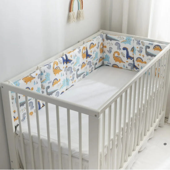 Tour de lit coussins 30 cm blanc motif dinosaures