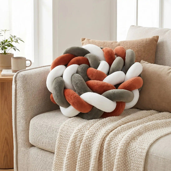 Tresse de lit respirant gris marron blanche