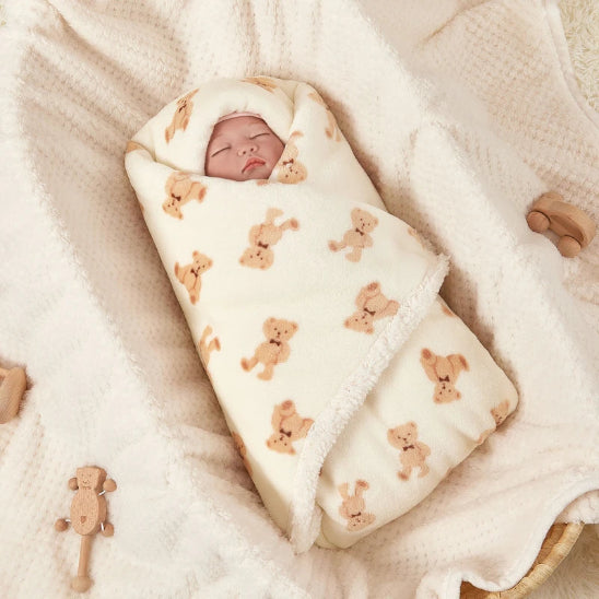 Couverture bébé ours beige mignon et chaud couvrant confortablement bébé