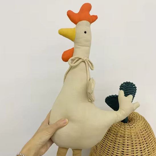 doudou coq aux couleurs douces