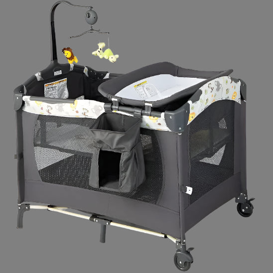 Lit parapluie avec matelas multifonctionnel avec table à langer et panier puériculture