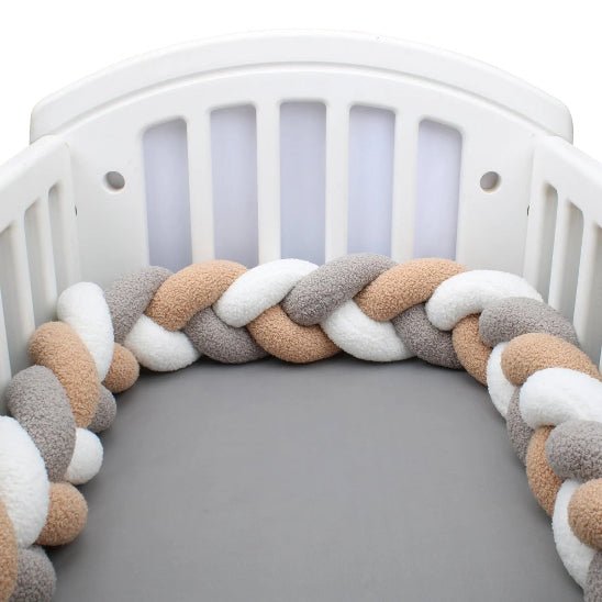 Boudin pour tresse de lit gris beige blanche brins natte artisanale
