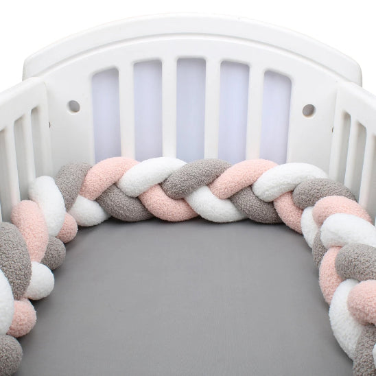 Boudin pour tresse de lit grise blanche rose pâle