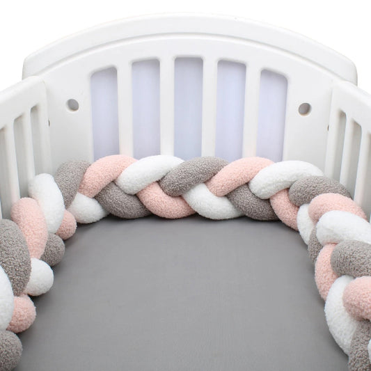 Boudin pour tresse de lit grise blanche rose pâle