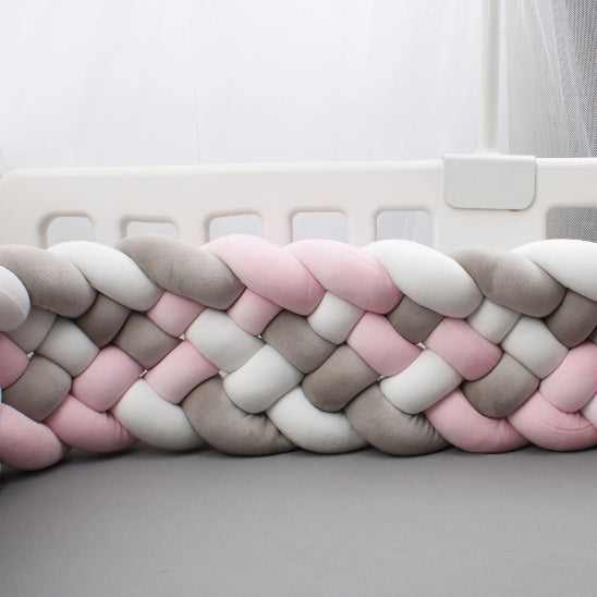Boudin pour tresse de lit rose blanc grise égaie la chambre bébé