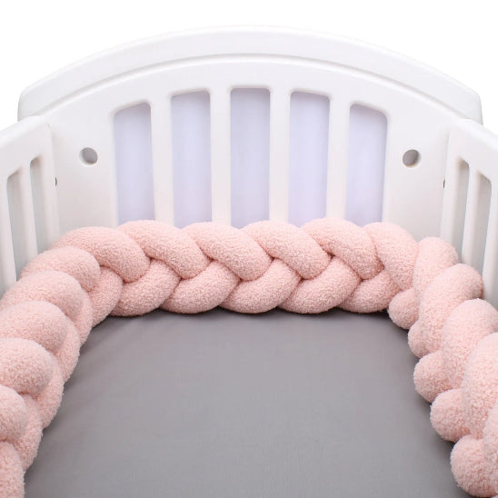 Boudin pour tresse de lit rose texture peluche