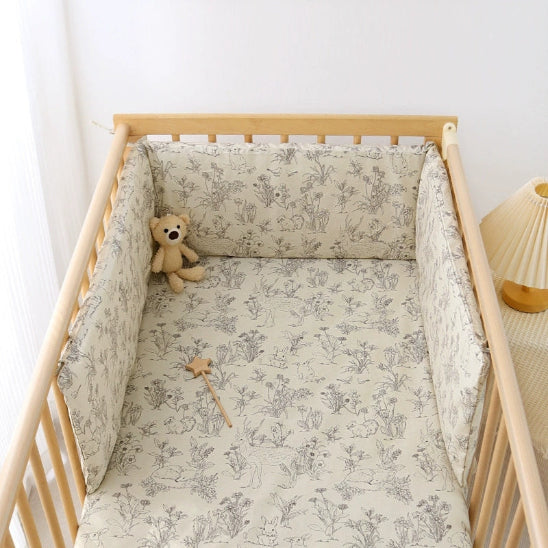 Contour de lit bebe gris fleuri apporte touche élegance lit bébé