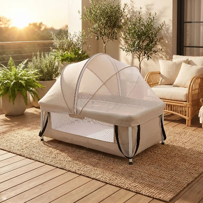 Couffin transportable 90 cm beige filet intégré