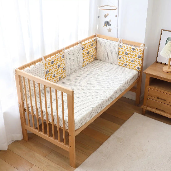 Coussin tour de lit bébé garçon blanc jaune moutarde