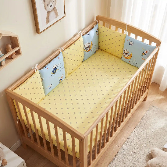 Coussin tour de lit bébé garçon  jaune bleu 