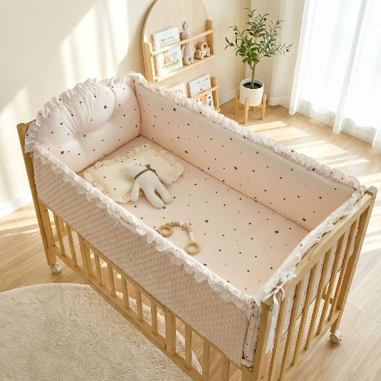 Coussin tour de lit coloré beige clair motif étoile 