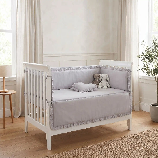 Coussin tour de lit gris literie complet