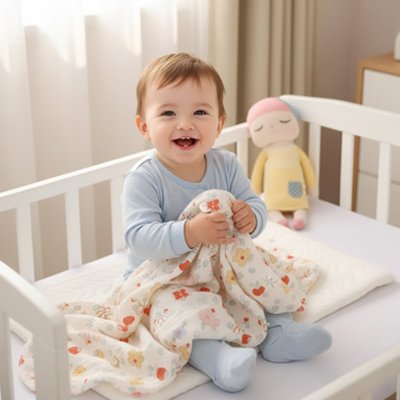 Couverture bébé design fraise mignon  dans main bébé