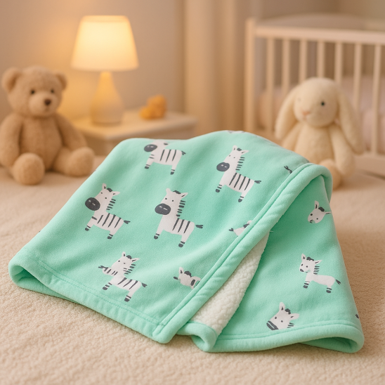 Couverture bebe en laine motif zèbre favorisant attraction bébé