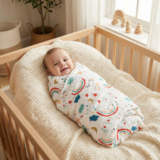 Couverture d emmaillotage licorne apporte sourire au bébé