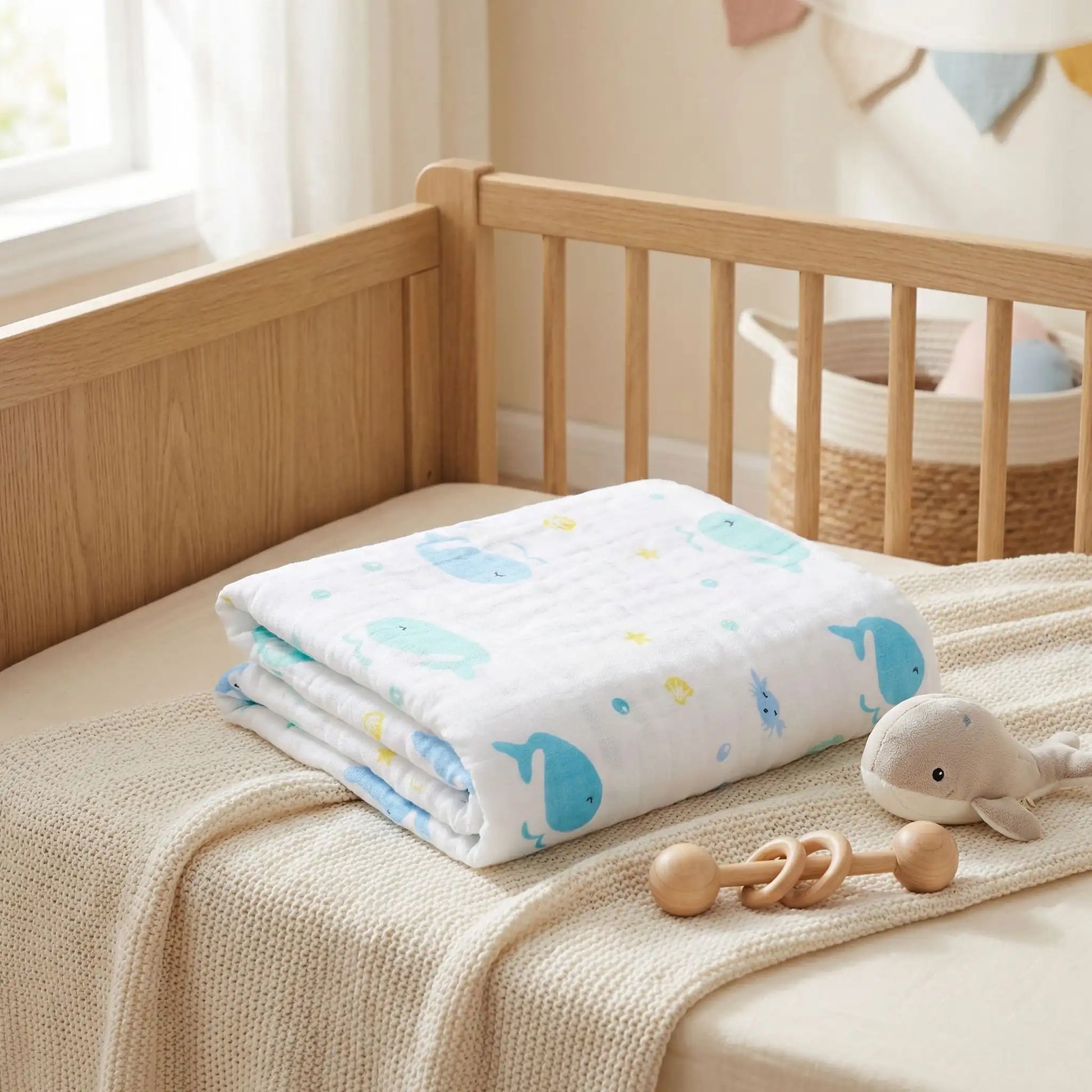 Couverture d emmaillotage style baleine embellit chambre bébé
