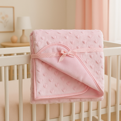 Couverture laine pour bebe coeur rose favorise attention regard bébé