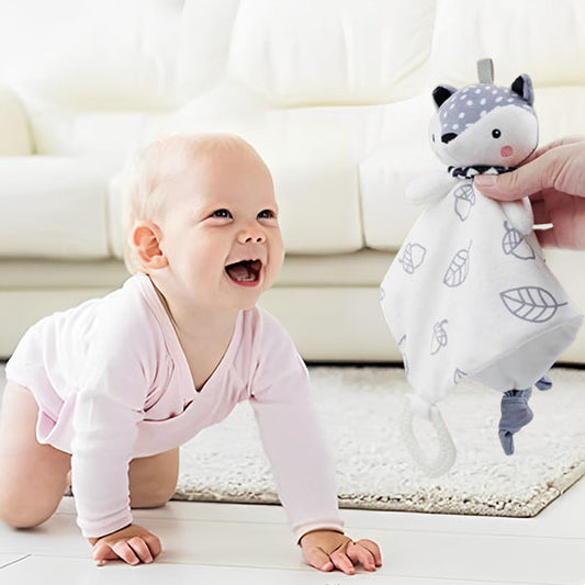 Doudou bébé hochet intégrée pour stimuler l'ouïe