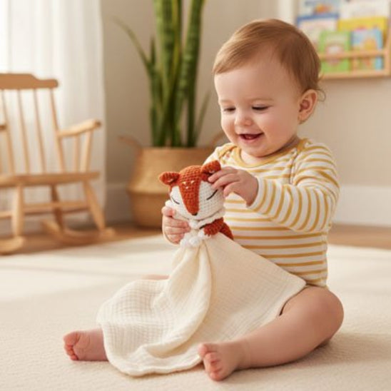 Doudou renard matière douce respirante rassure bébé