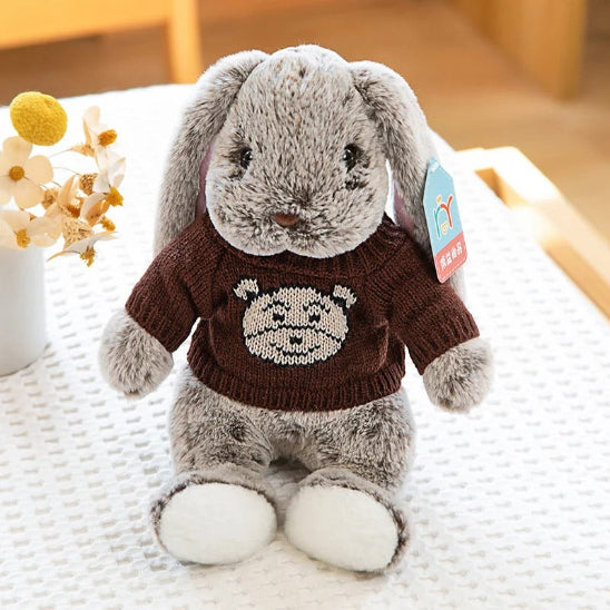 Lapin en peluche pull ours comme habit personnalisable