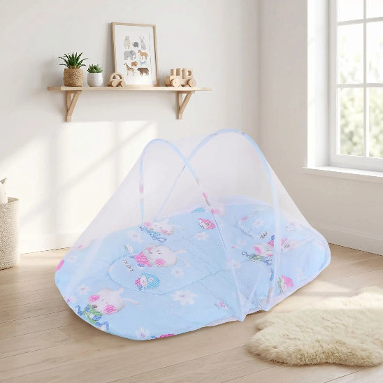 Lit en toile pour bebe bleu moustiquaire lit pliable