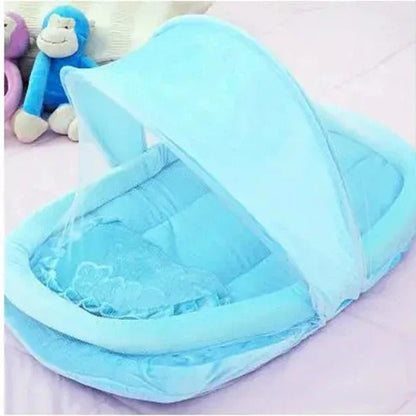Lit pour bebe en toile bleu oreiller inclu