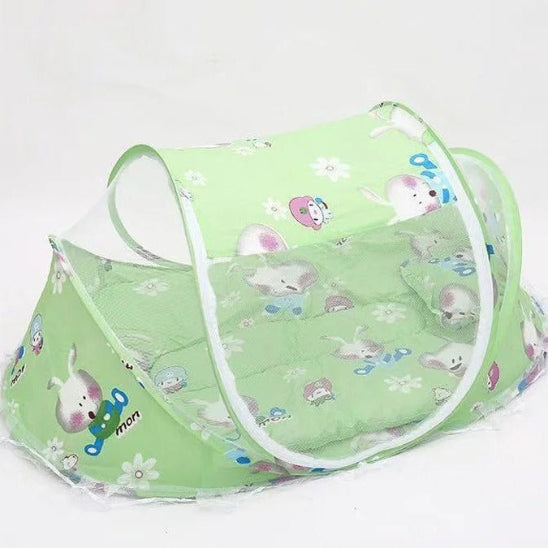 Lit pour bebe en toile lapin vert oreiller inclus