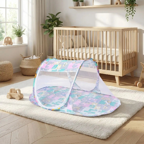 Lit pour bebe en toile mix pastel blanc 