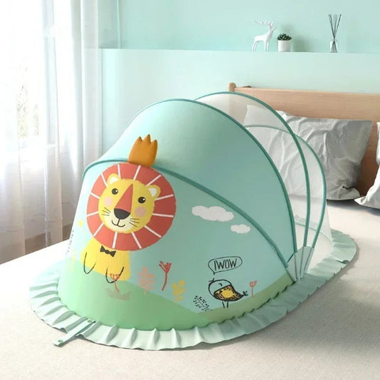 Lit pour bebe en toile motif lion couleur vive