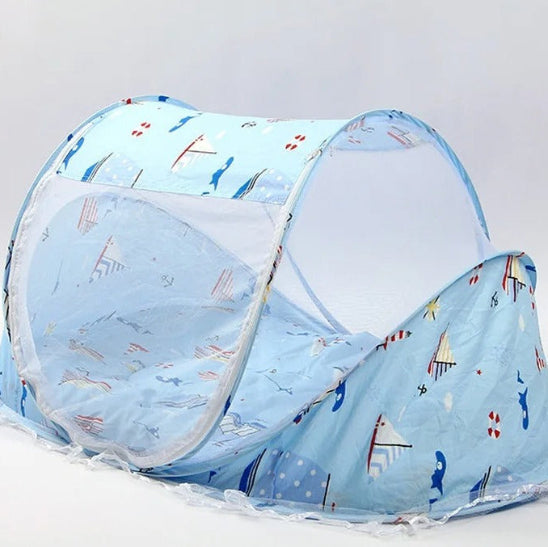 Lit pour bebe en toile voilier bleu