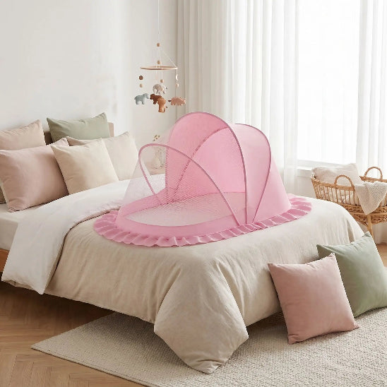 Lit toile pour bebe rose semi-couvert style mignon