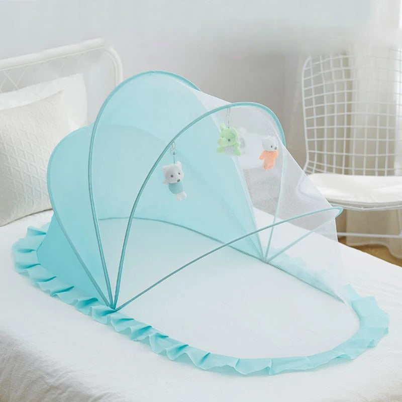 Lit toile pour bebe vert clair pliable