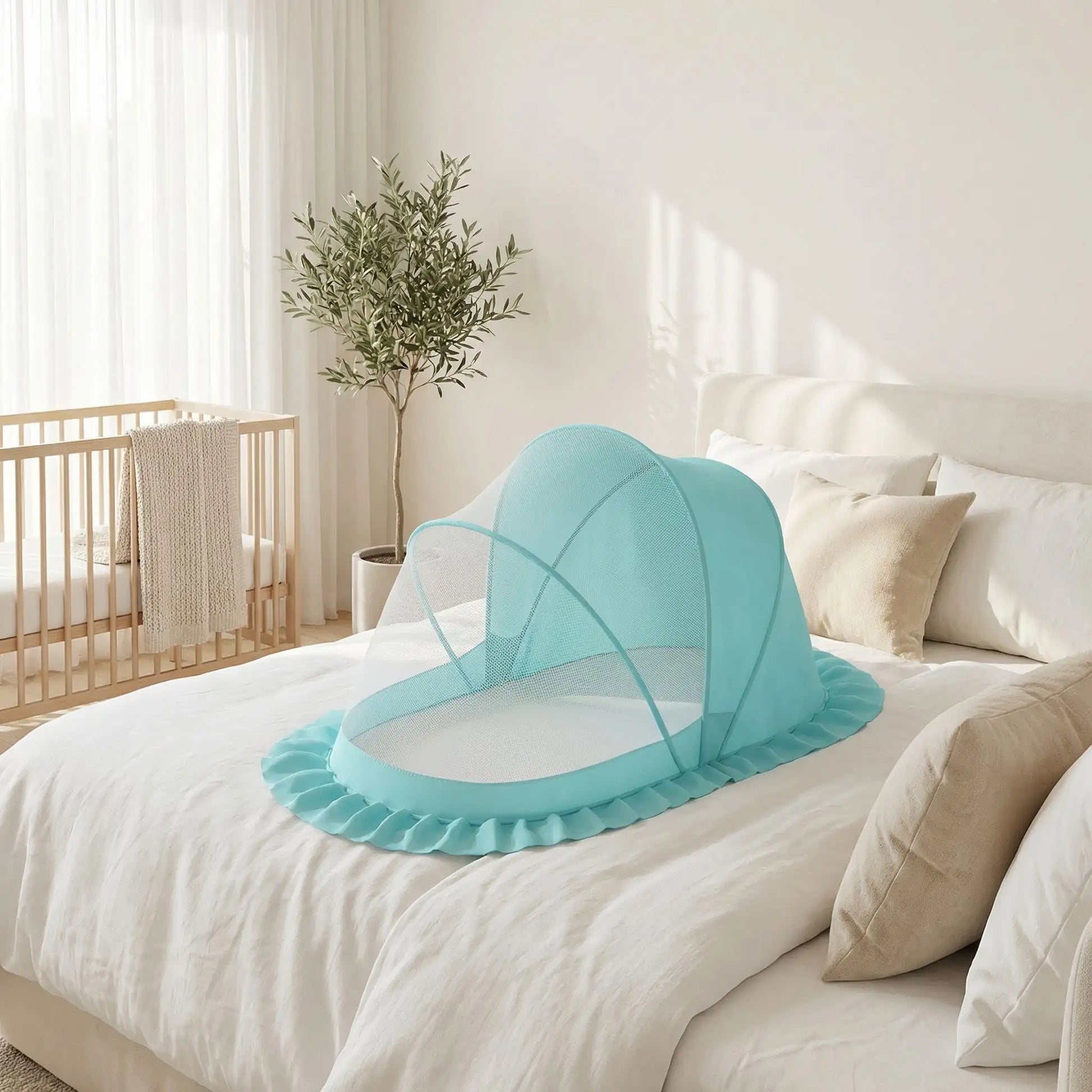 Lit toile pour bebe vert foncé transportable