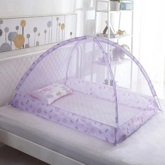 Lit toile pour bebe violet filet spacieux