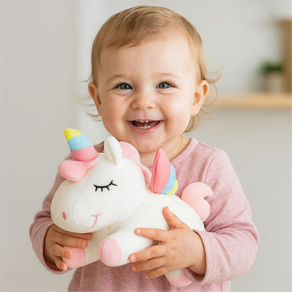Peluche licorne compagnon aventure de bébé